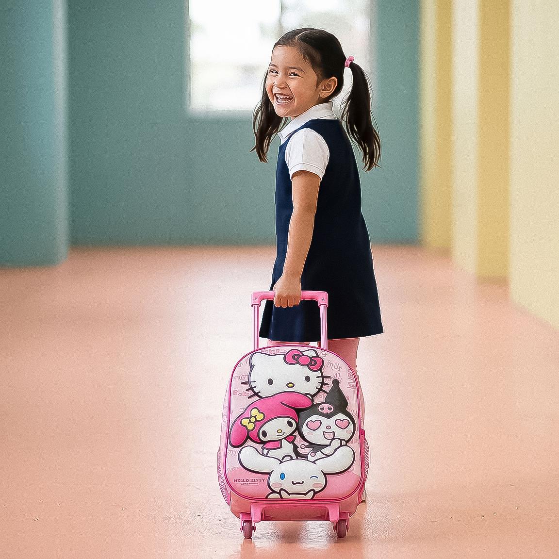 Mochila Pré-Escolar Trolley 3D Hello Kitty and Friends 30cm