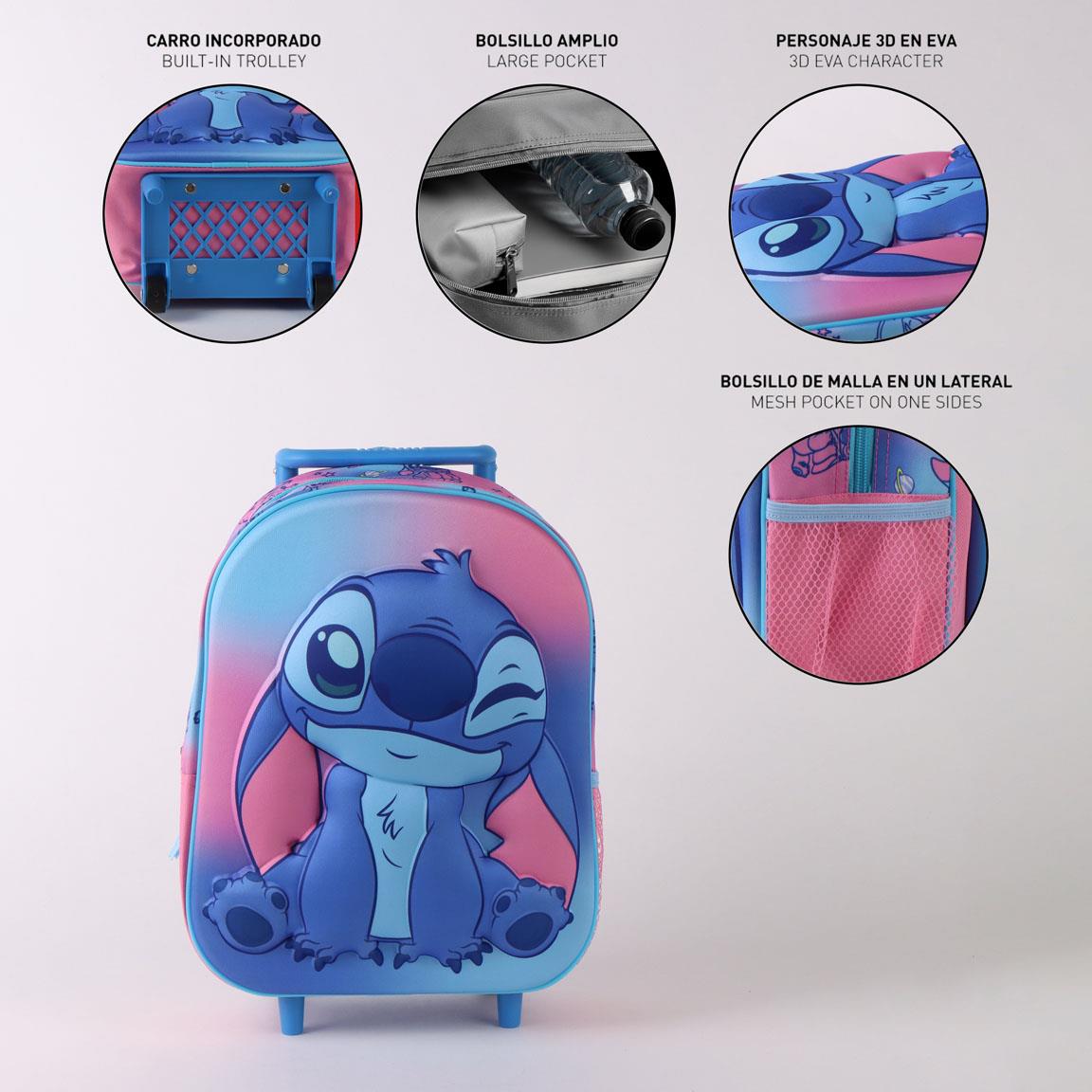 Mochila Pré-Escolar Trolley 3D Stitch Disney 30cm