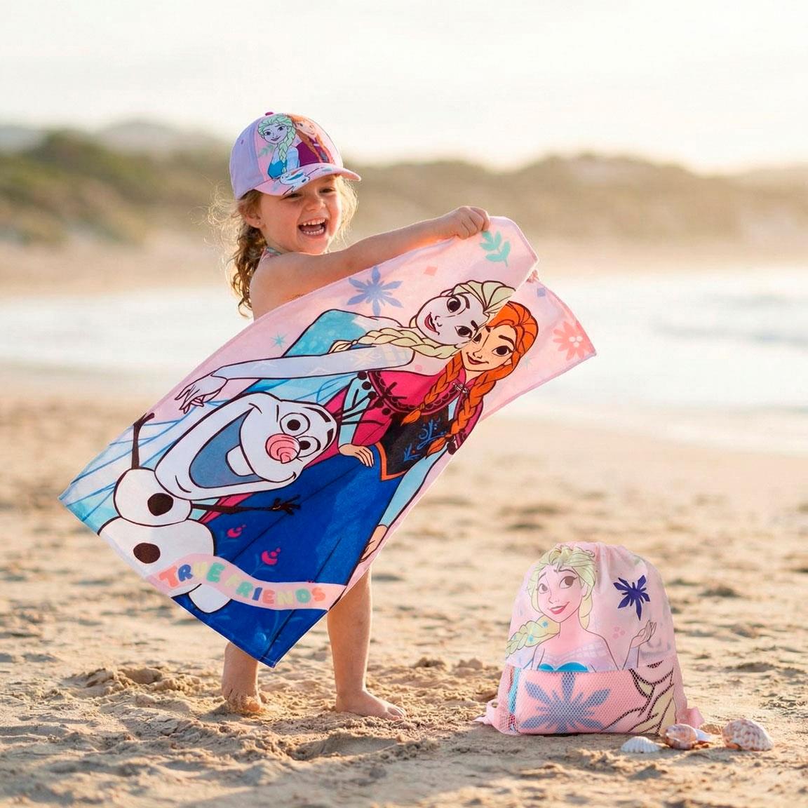 Conjunto Toalha de Praia + Saco + Boné Frozen Disney