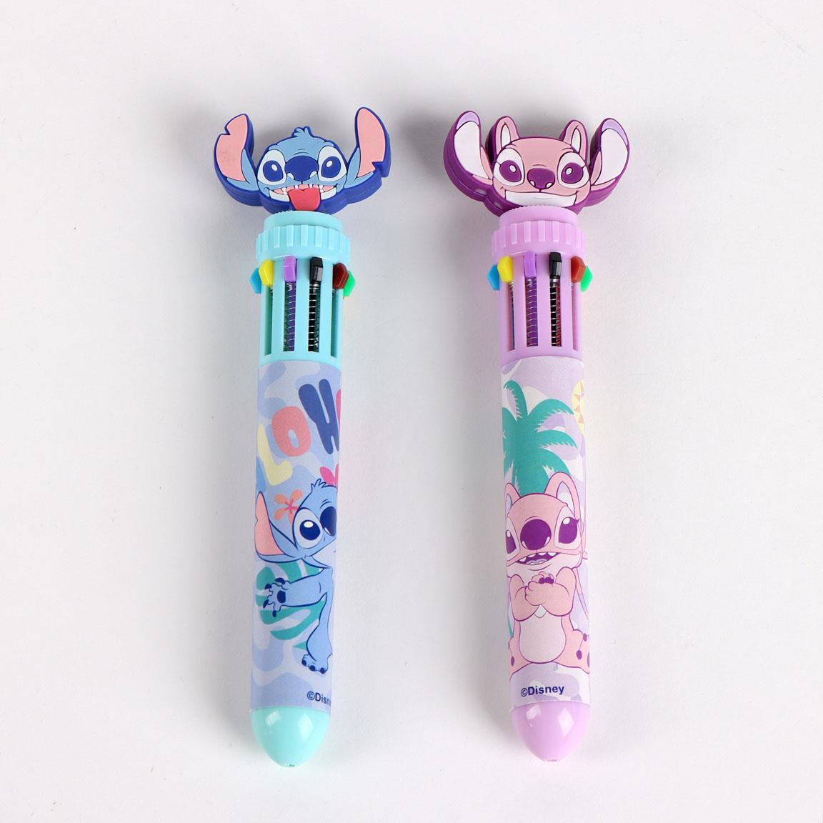 Caneta Esferográfica 10 Cores Sortidas Stitch e Angel