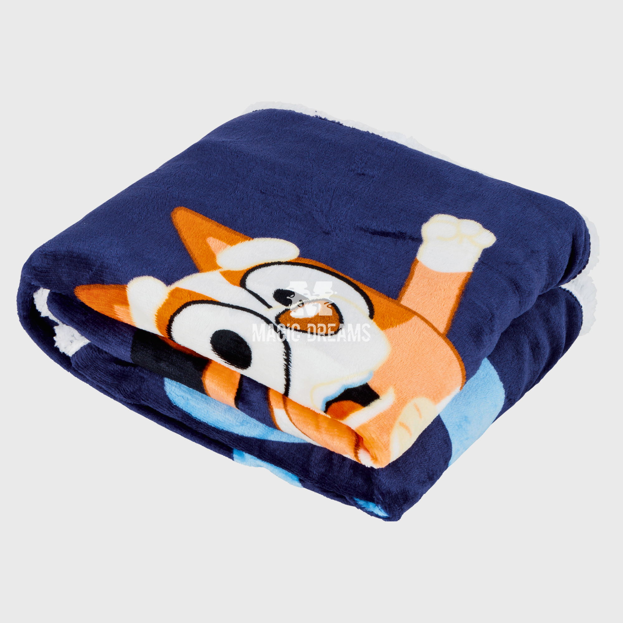 Manta Coralina Sherpa Bluey e Bingo 120x150cm