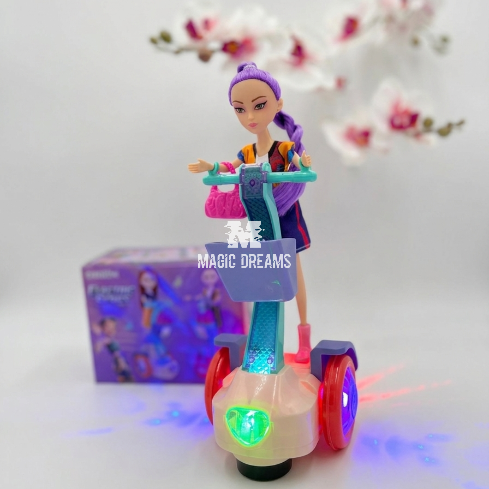 Boneca Rumi K-Pop com Trotinete Musical Anda e Toca Música Golden Guerreiras K-Pop