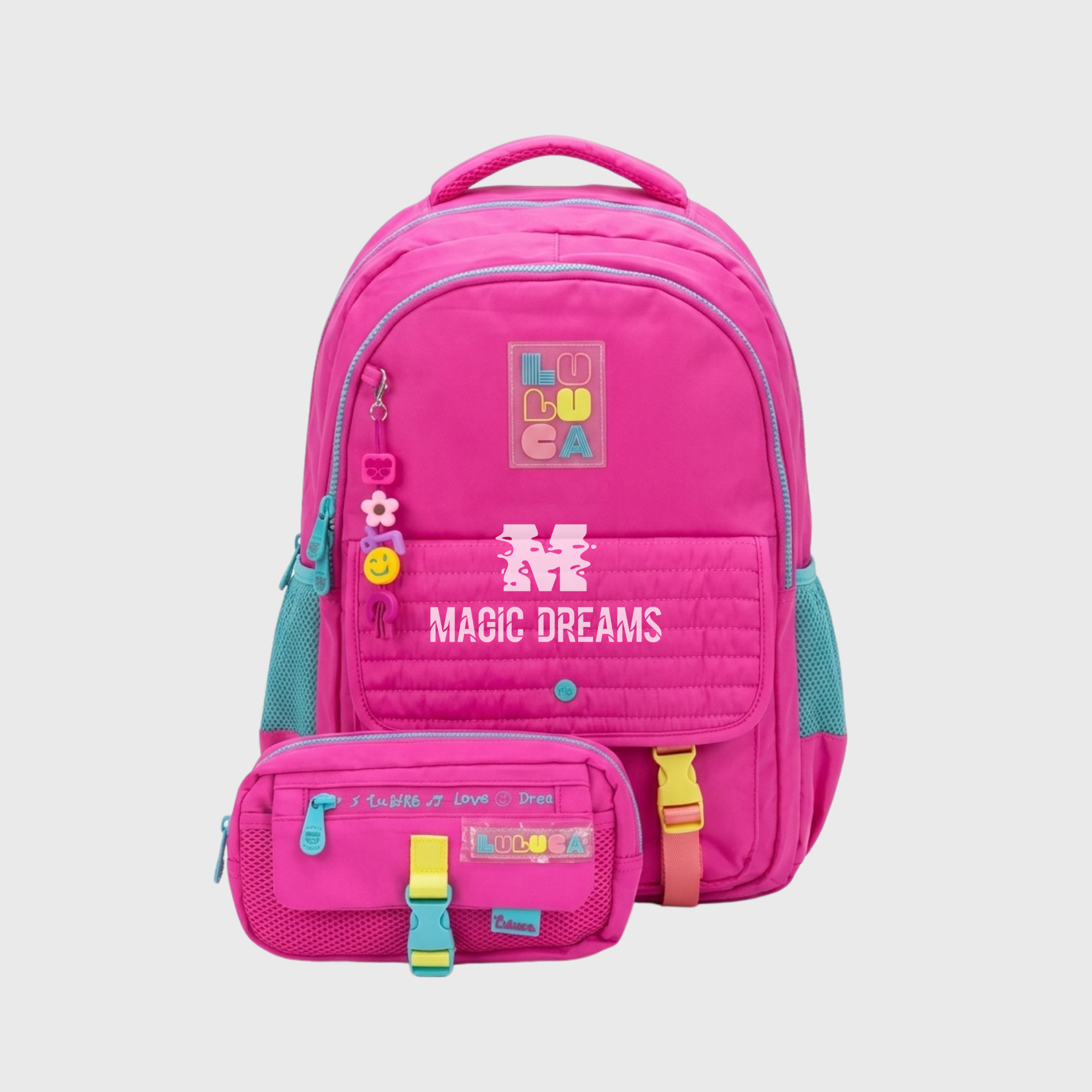 Conjunto Mochila Escolar + Porta-Lápis + Lancheira Térmica Luluca Rosa