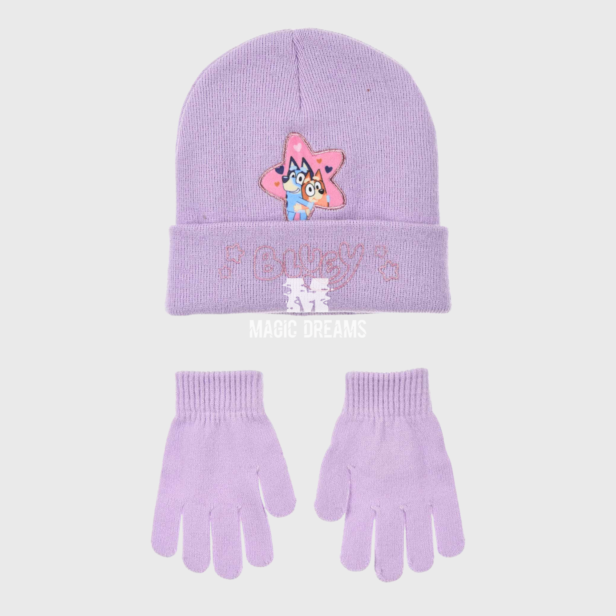 Conjunto de Gorro e Luvas Bluey e Bingo Rosa