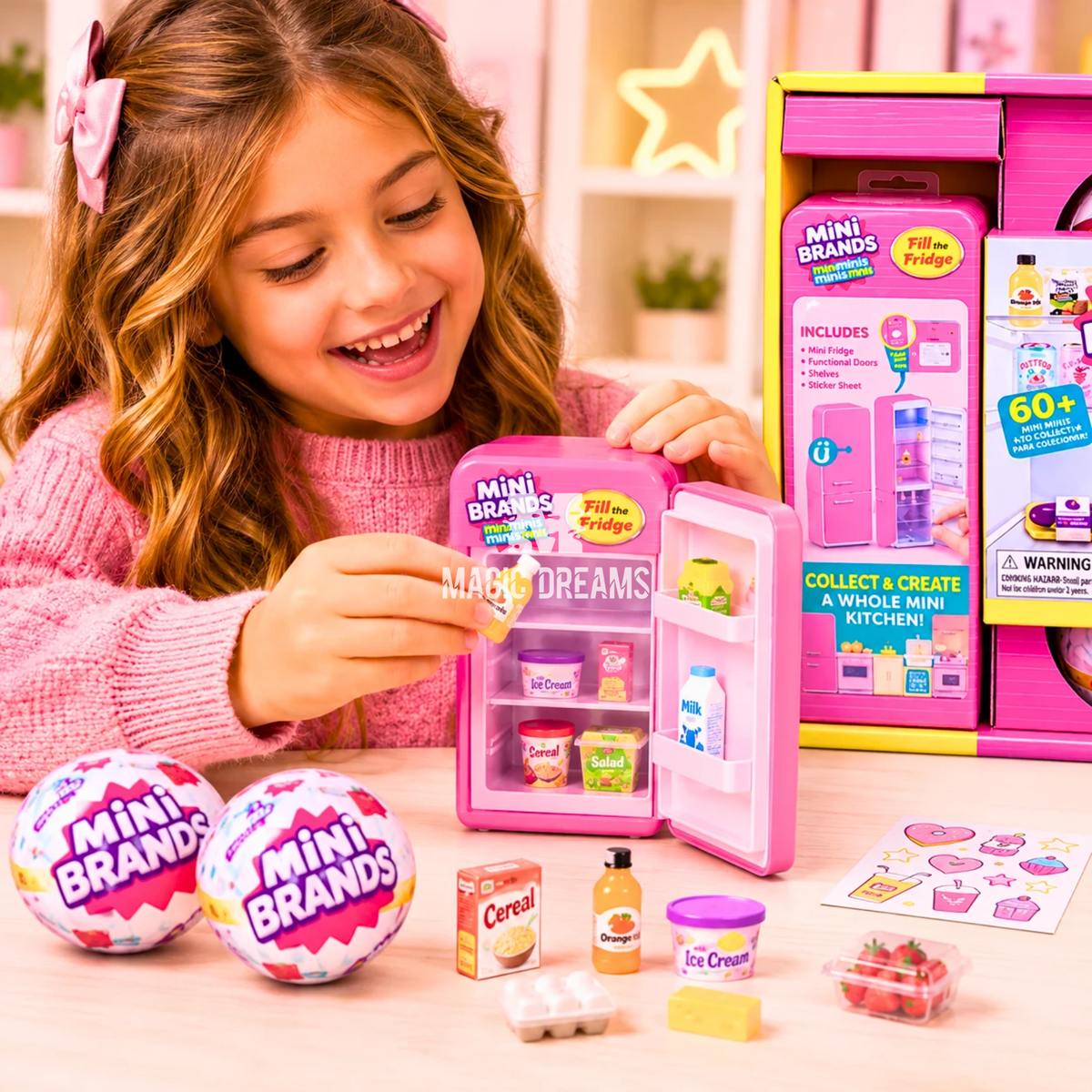 Mini Brands Fill the Fridge Rosa – Mini Frigorífico + 2 Bolas Surpresa