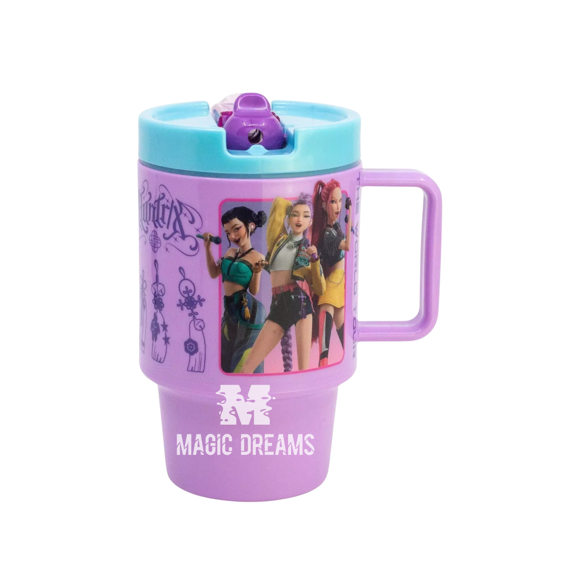Caneca Copo com Tampa Cool K-Pop Demon Hunters Huntrix 530ml