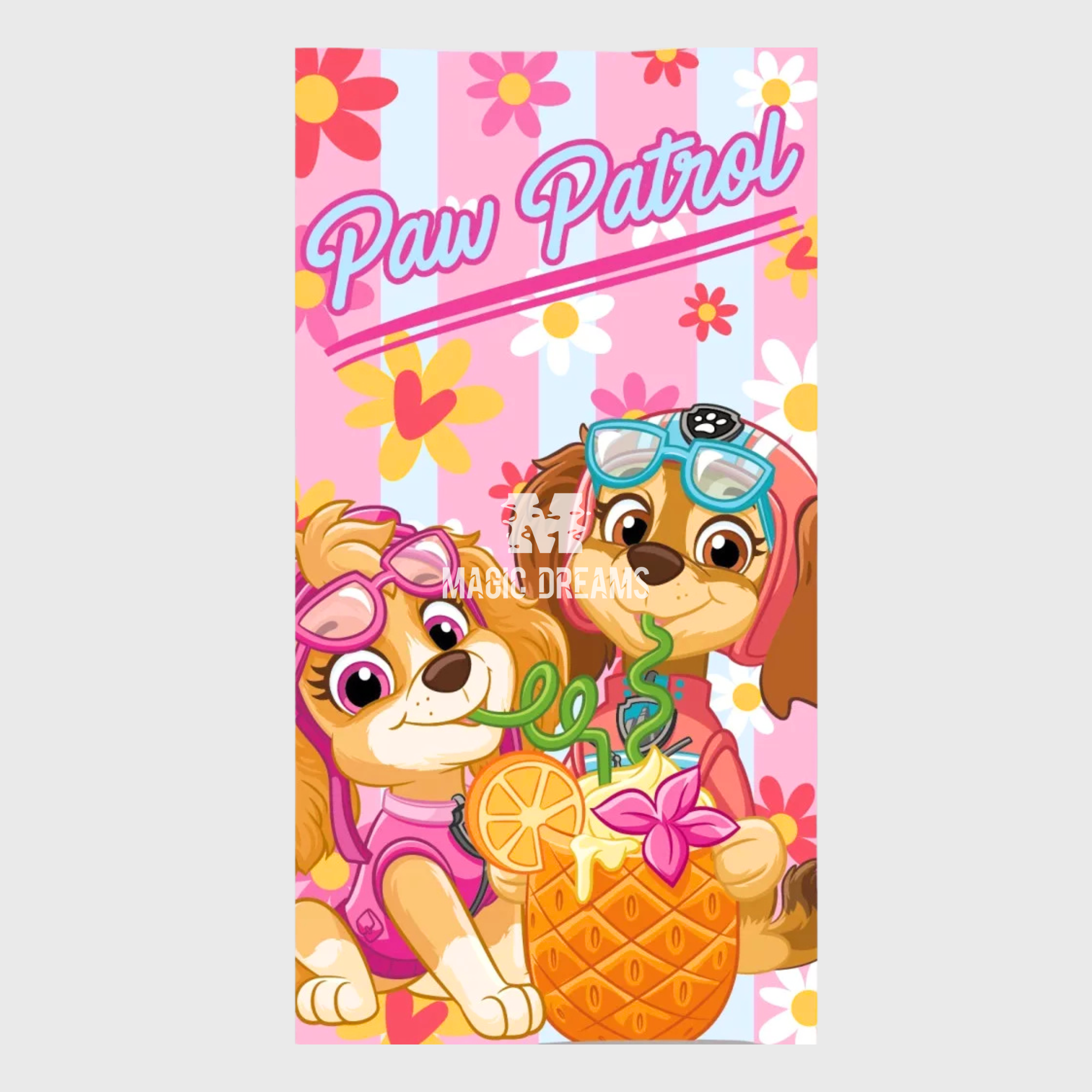 Toalha de Praia Microfibra Patrulha Pata Cocktail 70x140cm