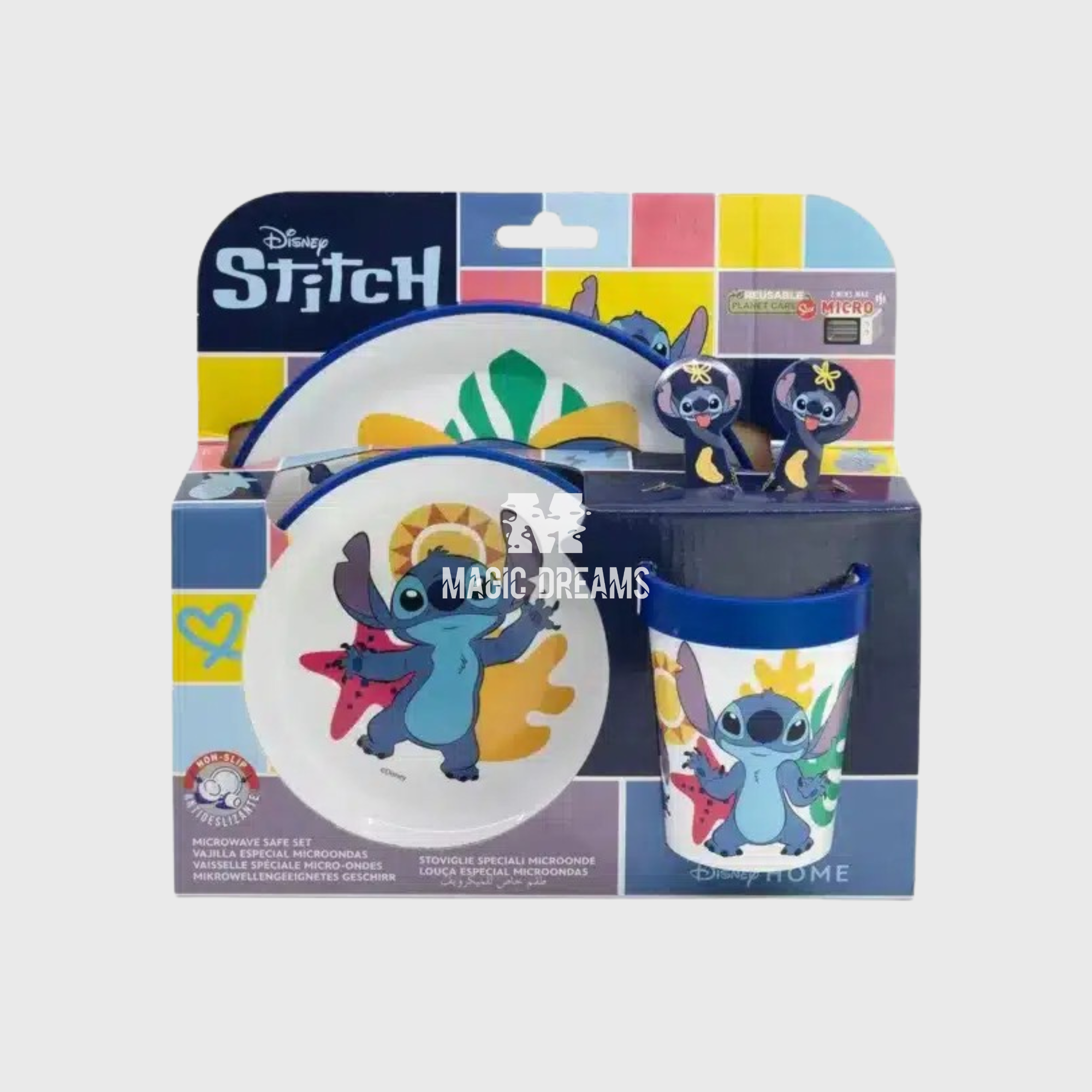Conjunto de Refeição 5 Peças Antiderrapante Stitch