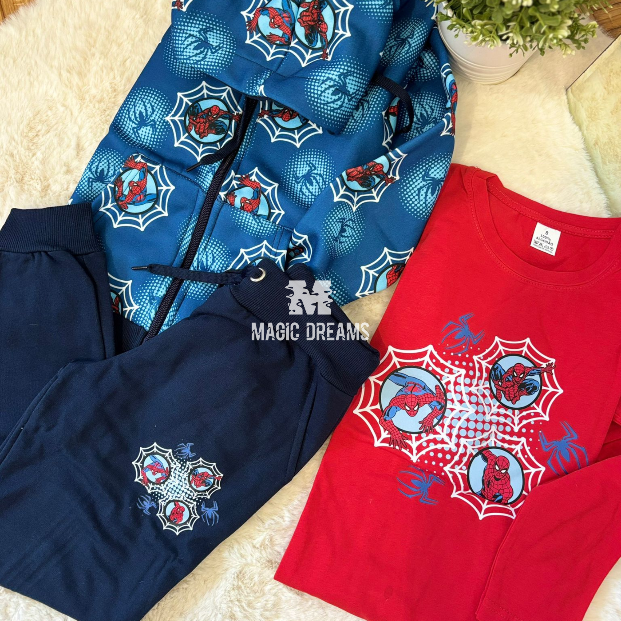 Conjunto de Fato de Treino Casaco + Calça + Camisola Spiderman 6A