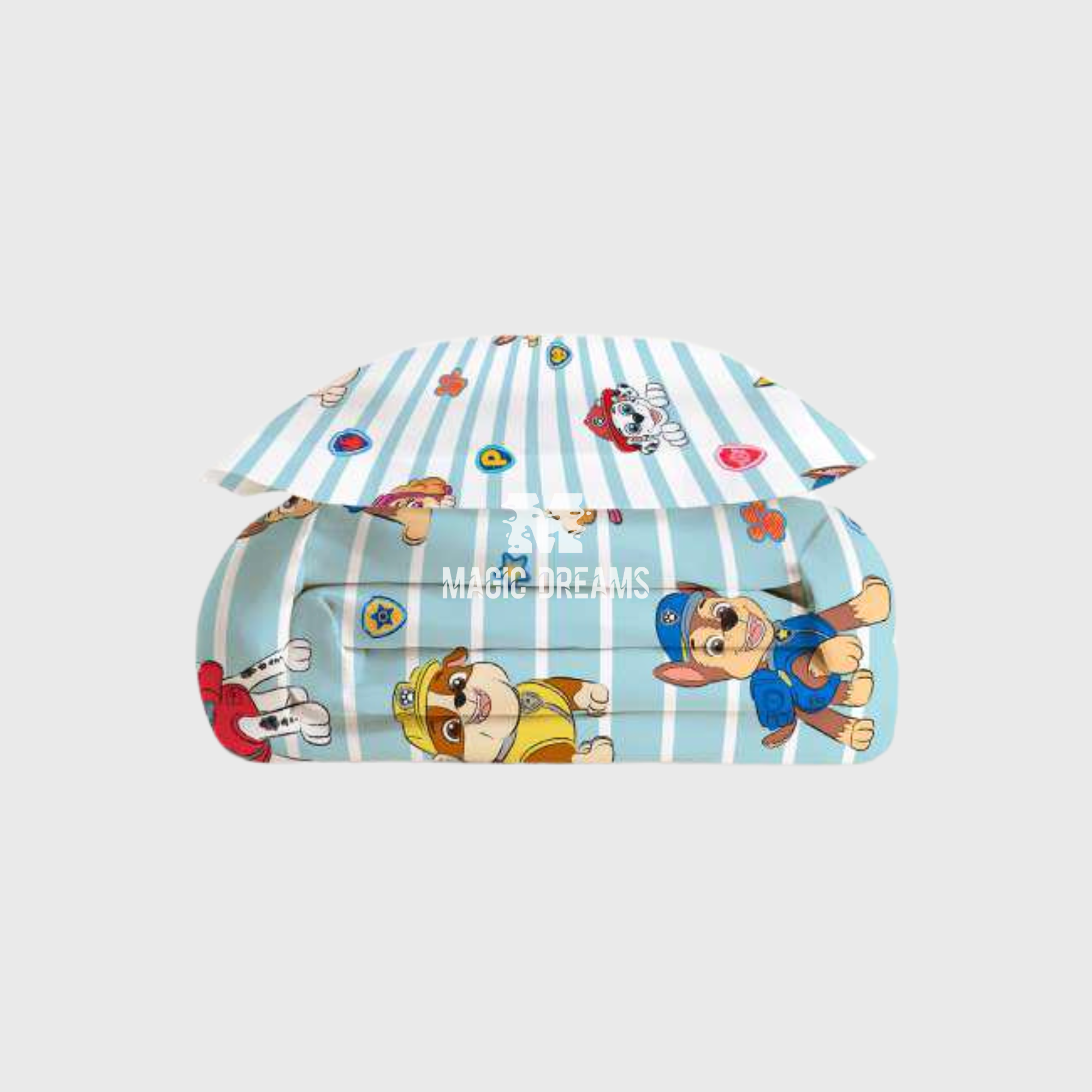 Capa de Edredão 155x220cm + Fronha 45x110cm Reversível Patrulha Pata Menino