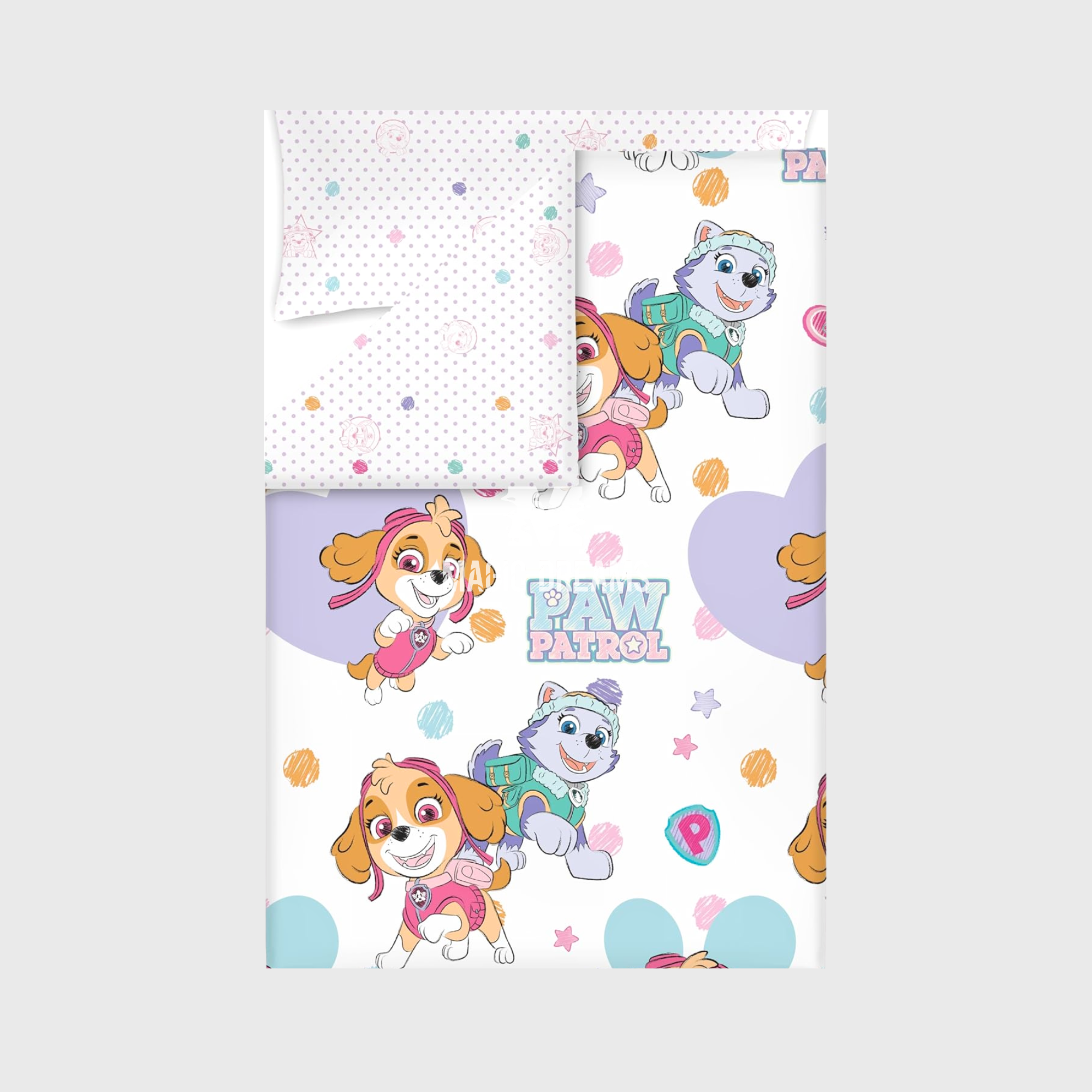 Capa de Edredão 155x220cm + Fronha 45x110cm Reversível Skye Patrulha Pata Menina