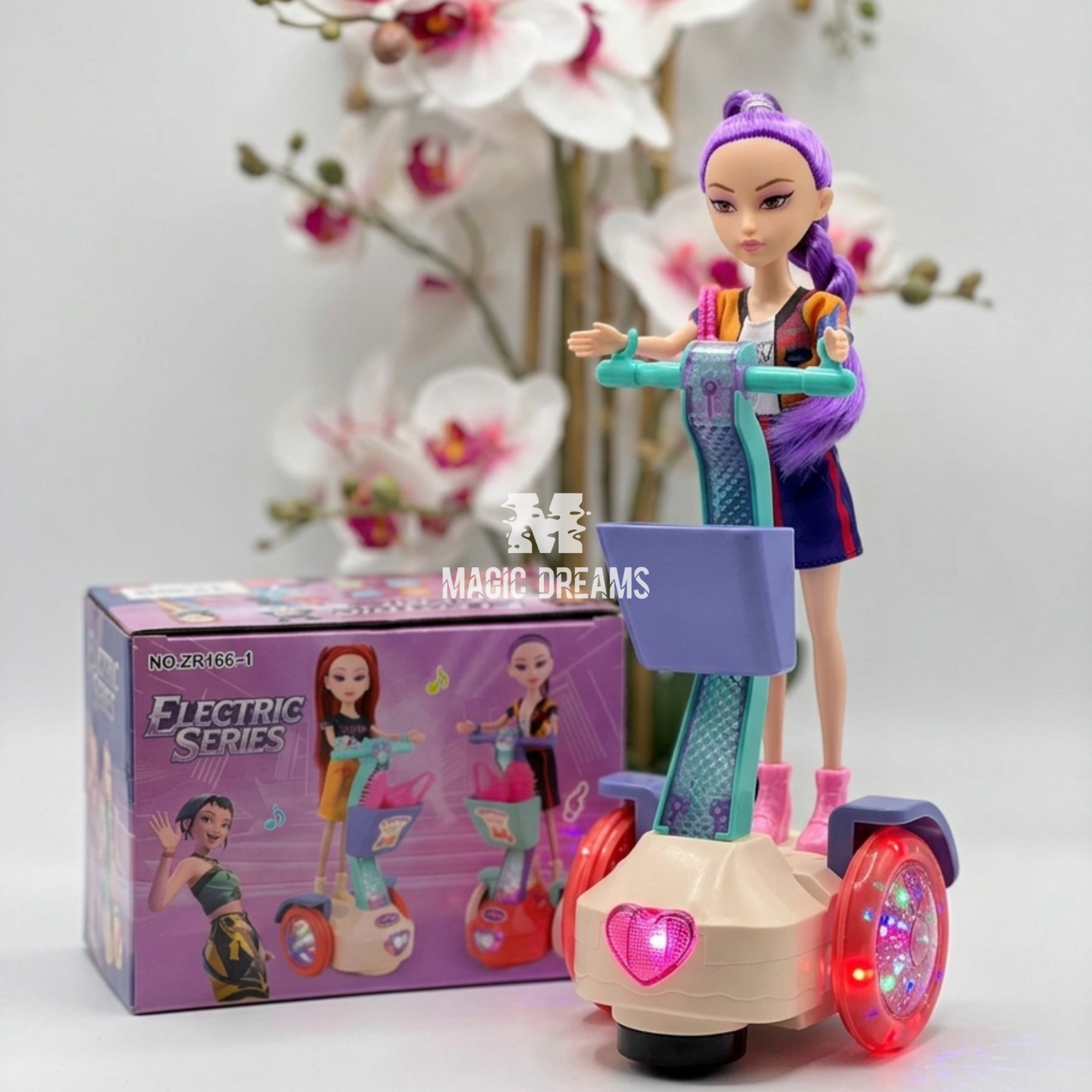 Boneca Rumi K-Pop com Trotinete Musical Anda e Toca Música Golden Guerreiras K-Pop