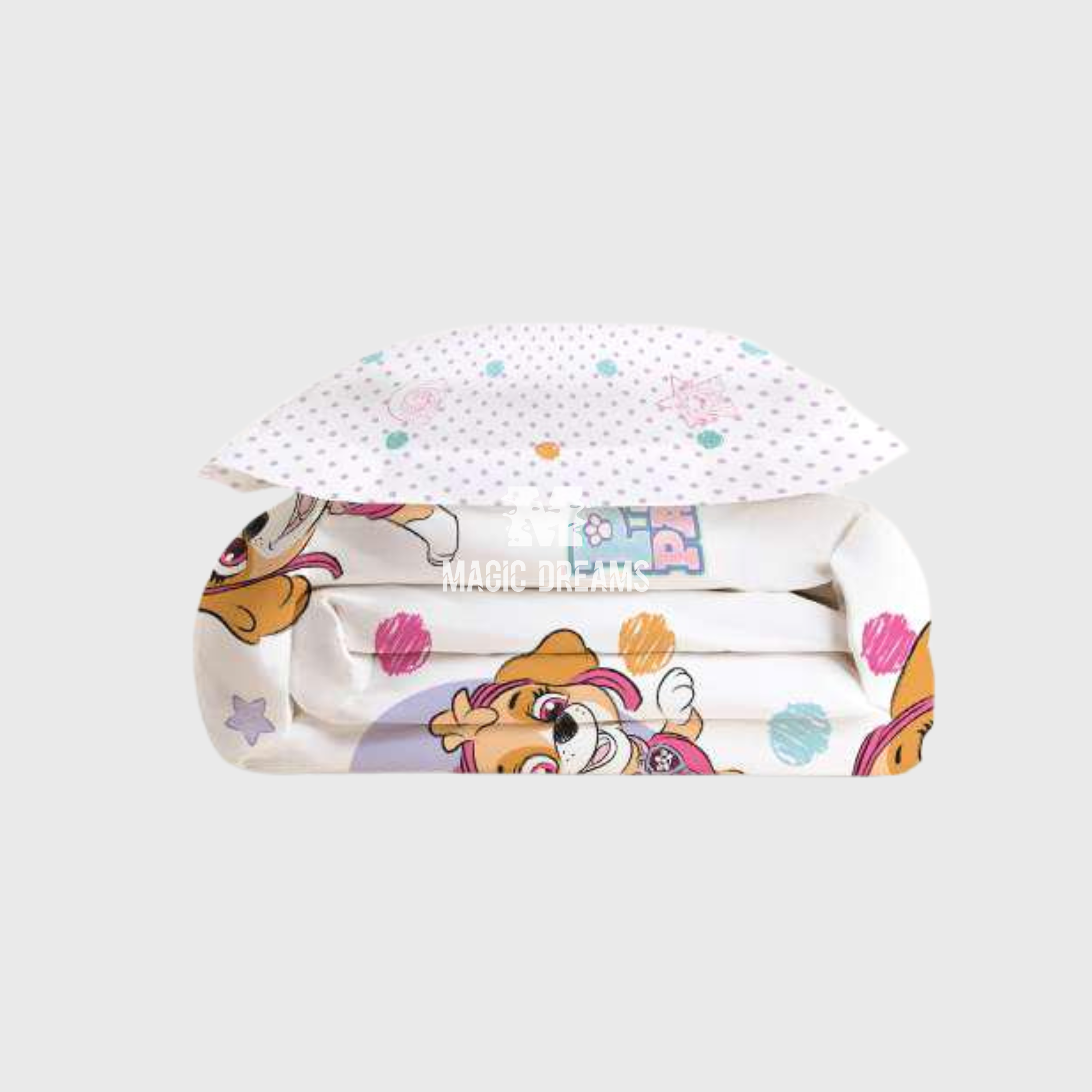 Capa de Edredão 155x220cm + Fronha 45x110cm Reversível Skye Patrulha Pata Menina