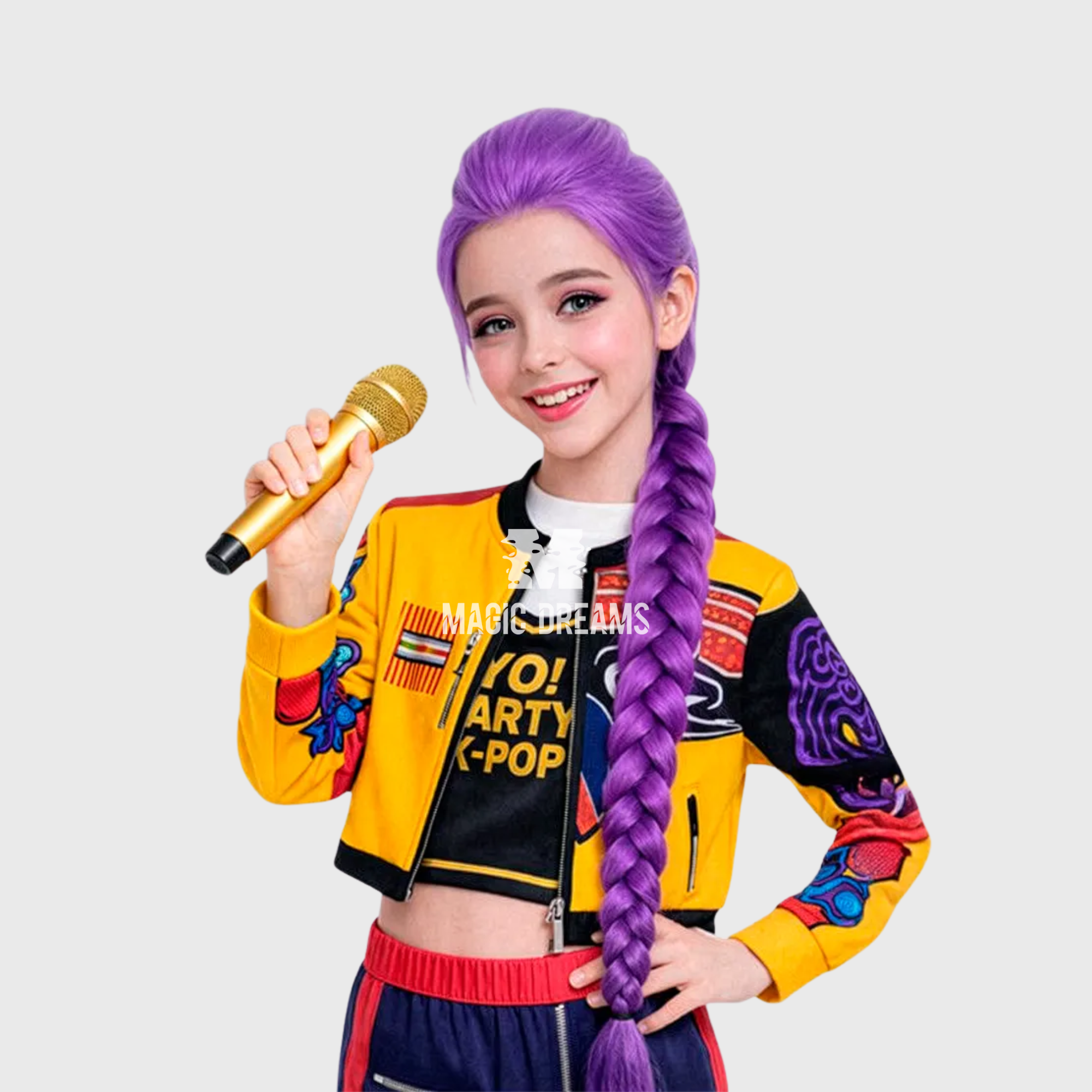 Peruca Rumi K-Pop de Trança Roxa TU