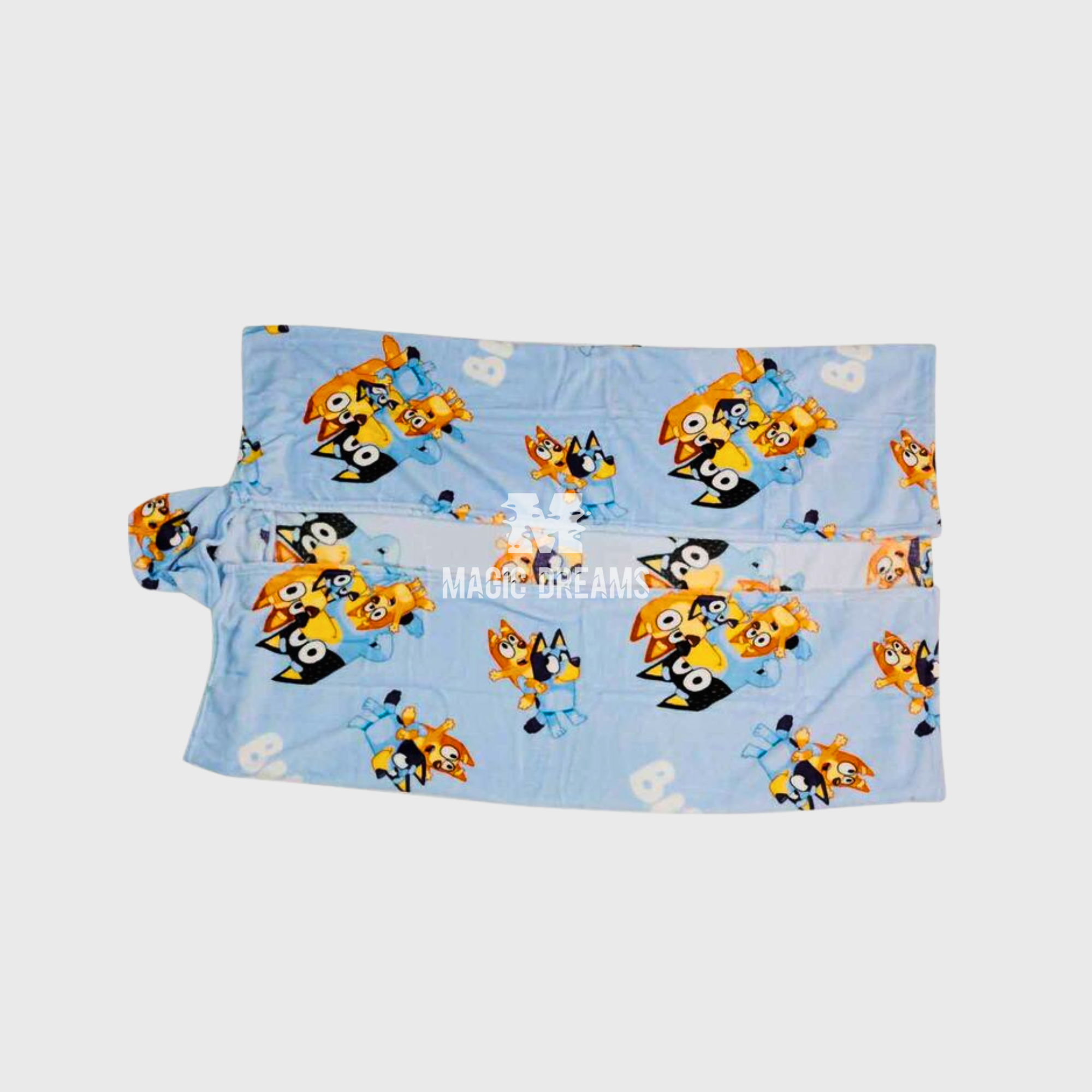 Manta Coralina Bluey e Bingo com Capuz 120x150cm