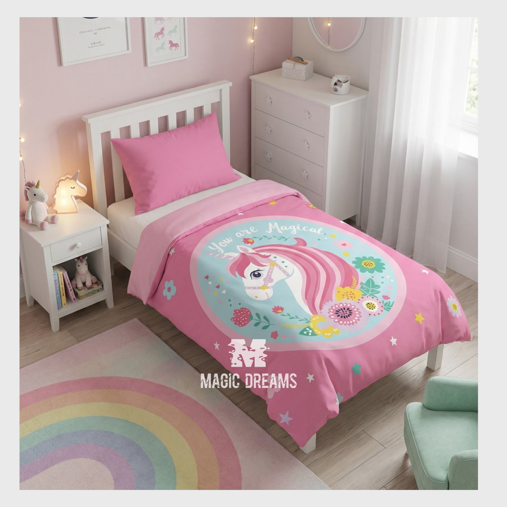 Edredão Unicórnio “You are Magical” 180x260cm