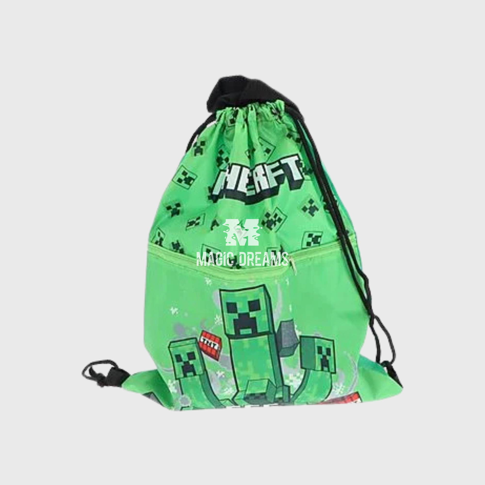 Saco de Desporto Minecraft Creeper Boom com bolso 44 x34 cm