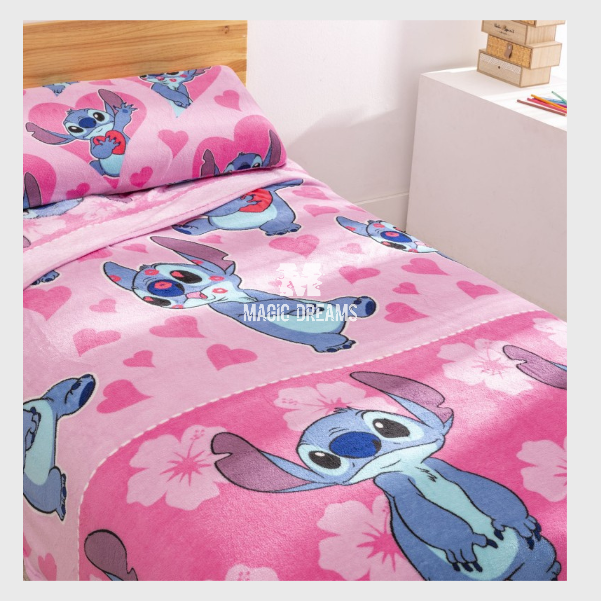 Jogo de Cama Coralina Stitch Rosa
