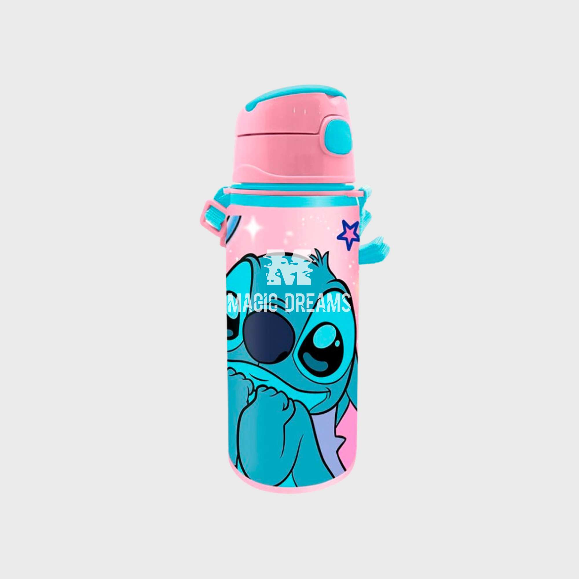 Cantil Garrafa de Alumínio Stars Stitch com Alça Tiracolo 600ml