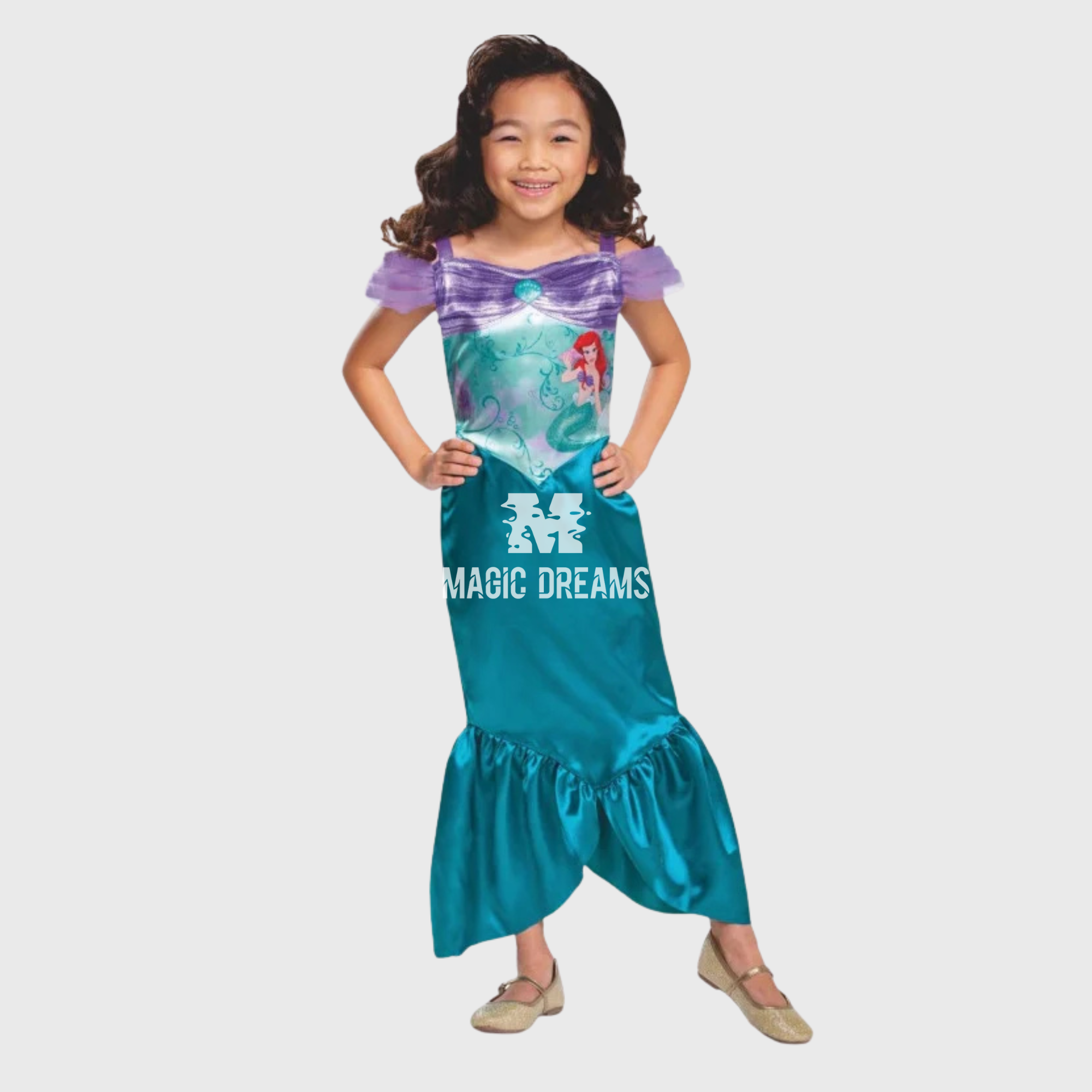 Fato Disfarce Vestido Ariel Basic Plus 3/4 anos