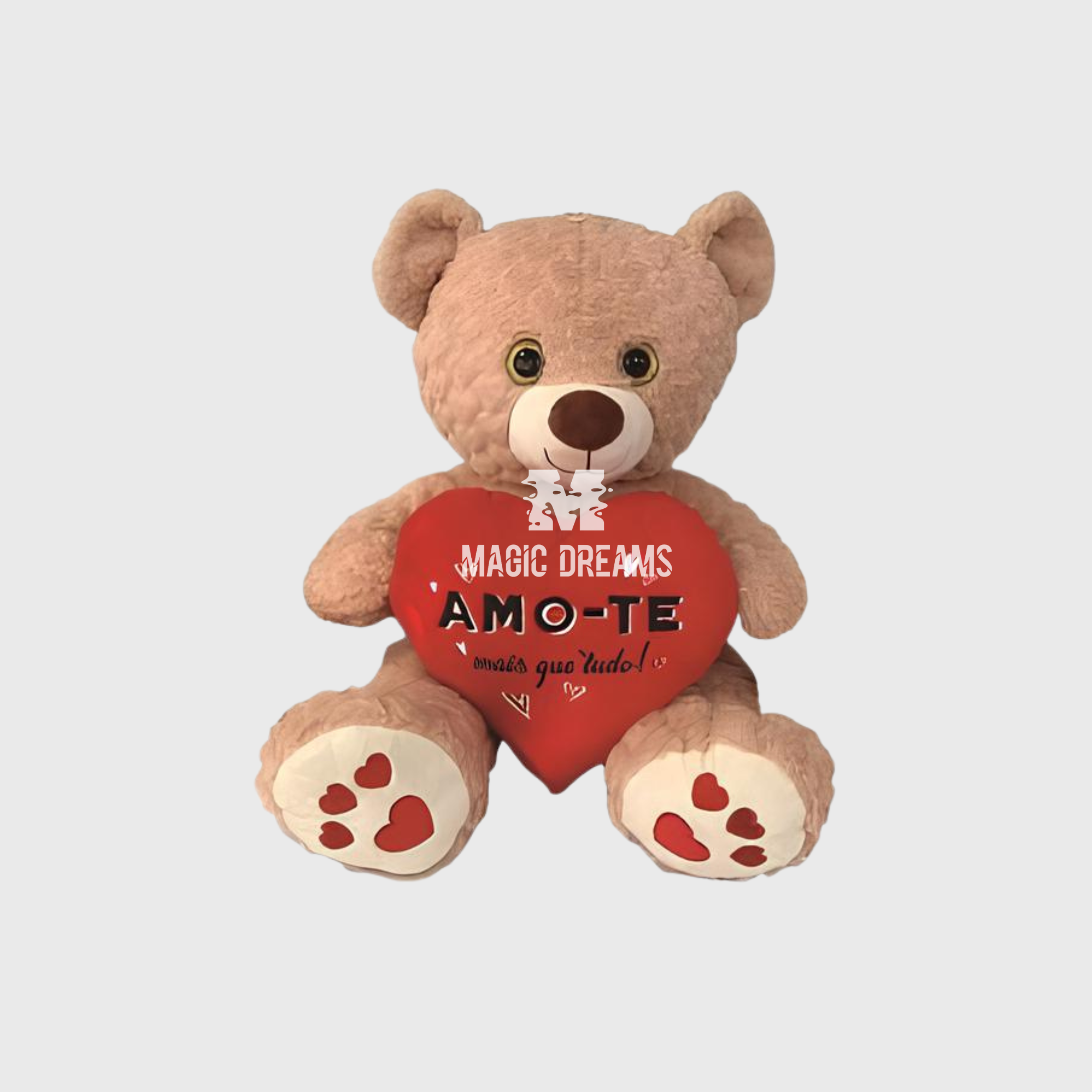 Peluche Urso Bege com Coração “Amo-te Mais Que Tudo” 20 cm