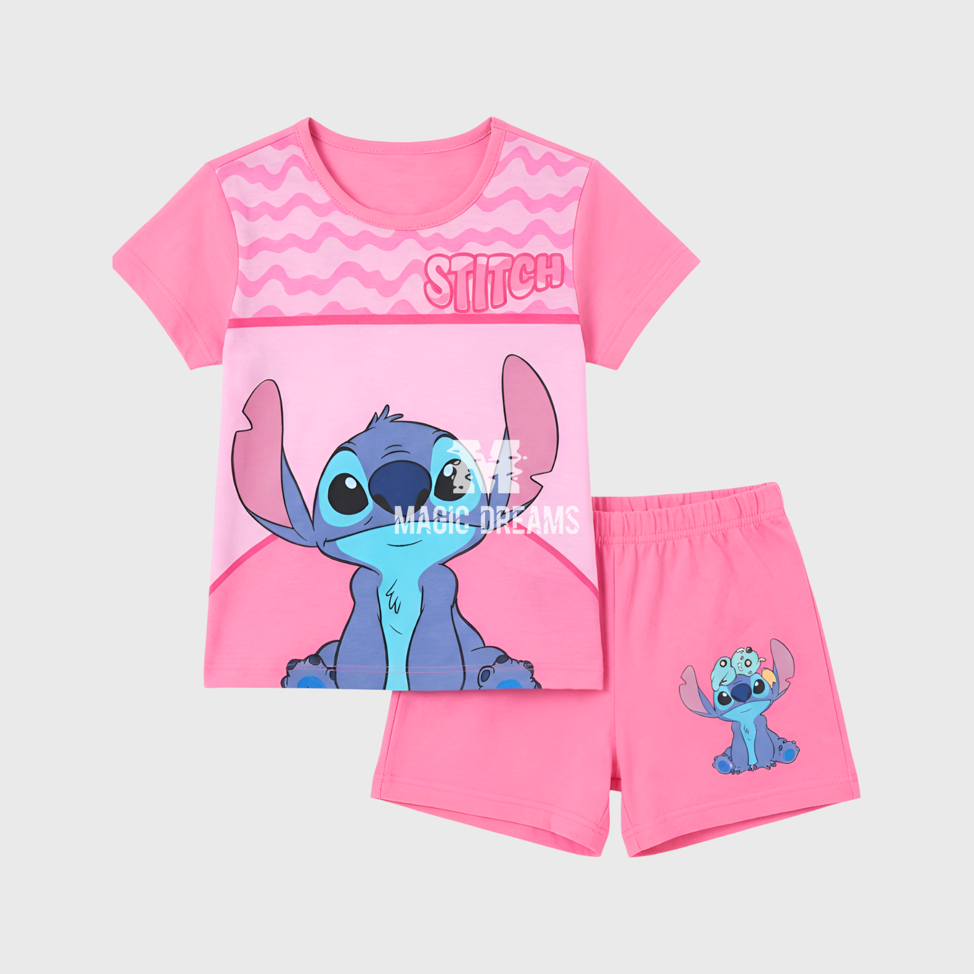 Pijama de Verão T-shirt + Calção Lilo & Stitch Cor Sortida para Menina