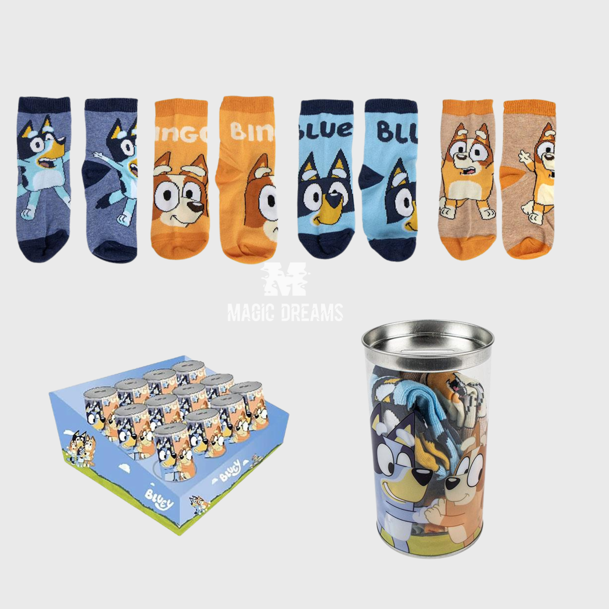 Pack 4 Meias Bluey + Mealheiro Sortidas