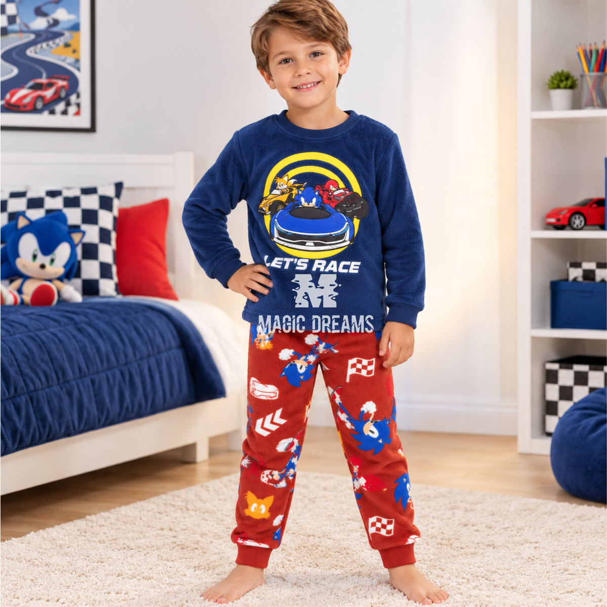 Pijama Coralina Longo Infantil Sonic 4-8 anos