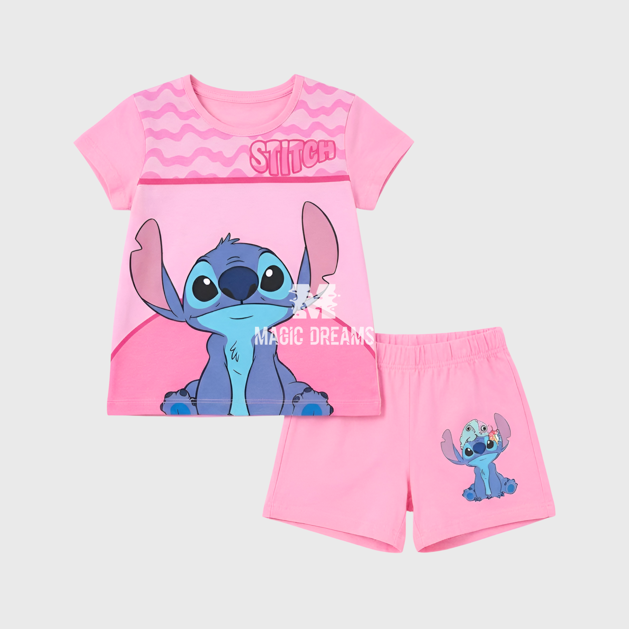 Pijama de Verão T-shirt + Calção Lilo & Stitch Cor Sortida para Menina
