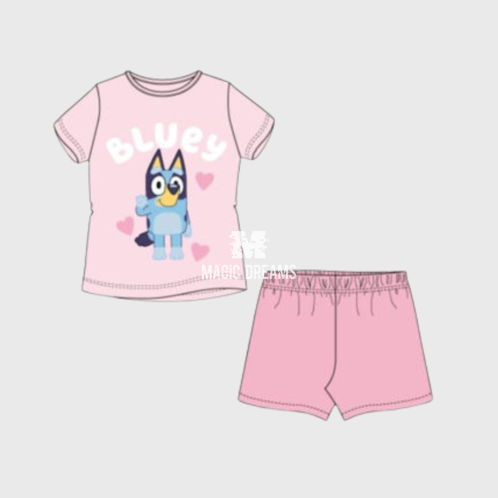 Pijama de Primavera/Verão Bluey e Bingo Rosa