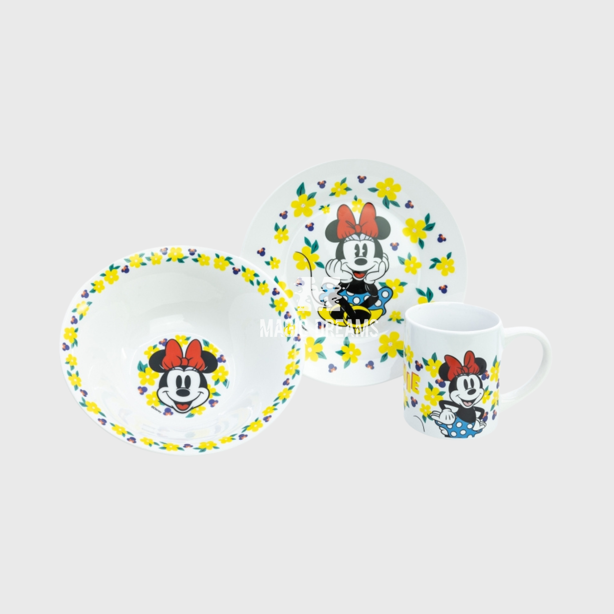 Conjunto de Refeição 3 Peças Cerâmica Minnie Mouse
