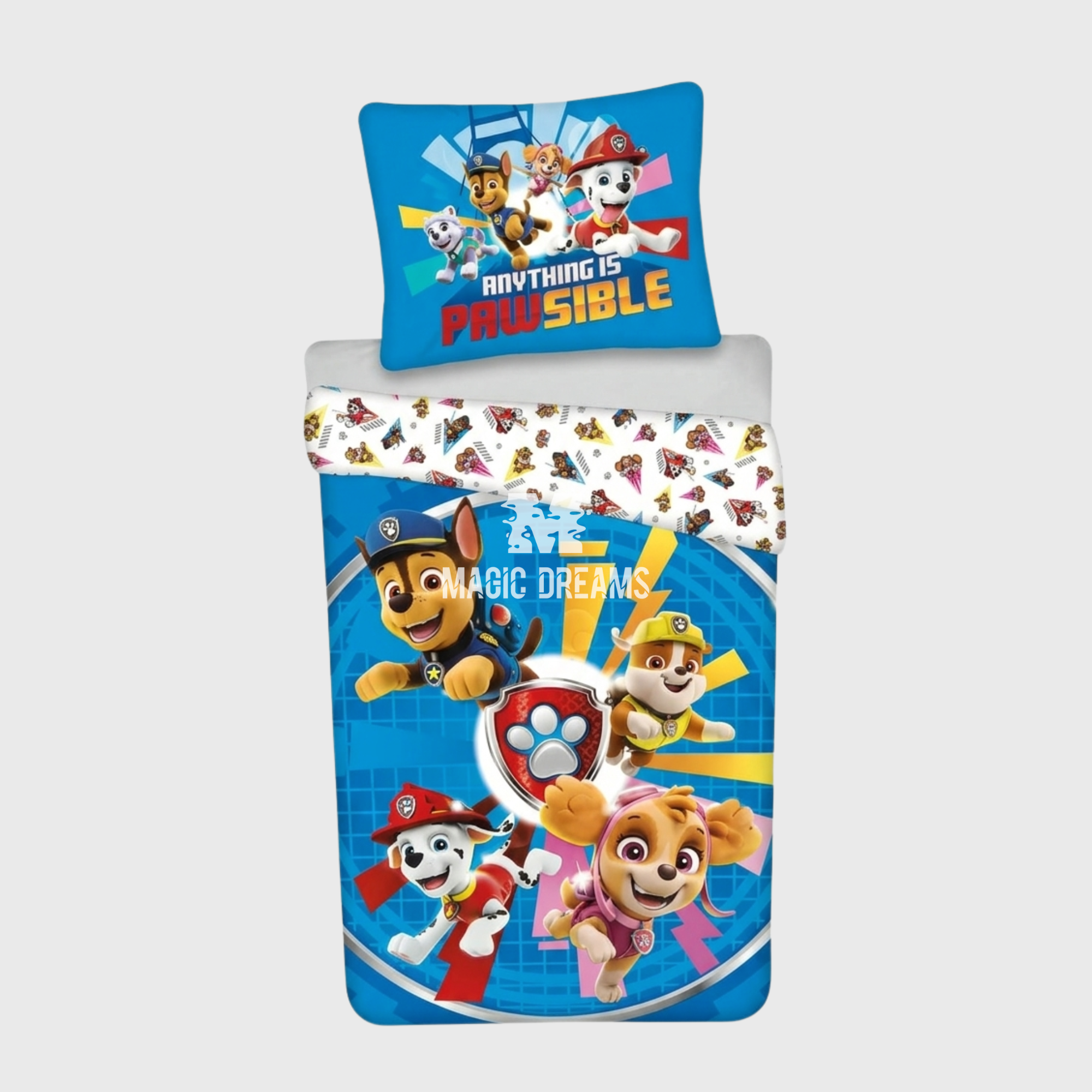 Capa de Edredão 140x200cm + Fronha 65x65cm Patrulha Pata