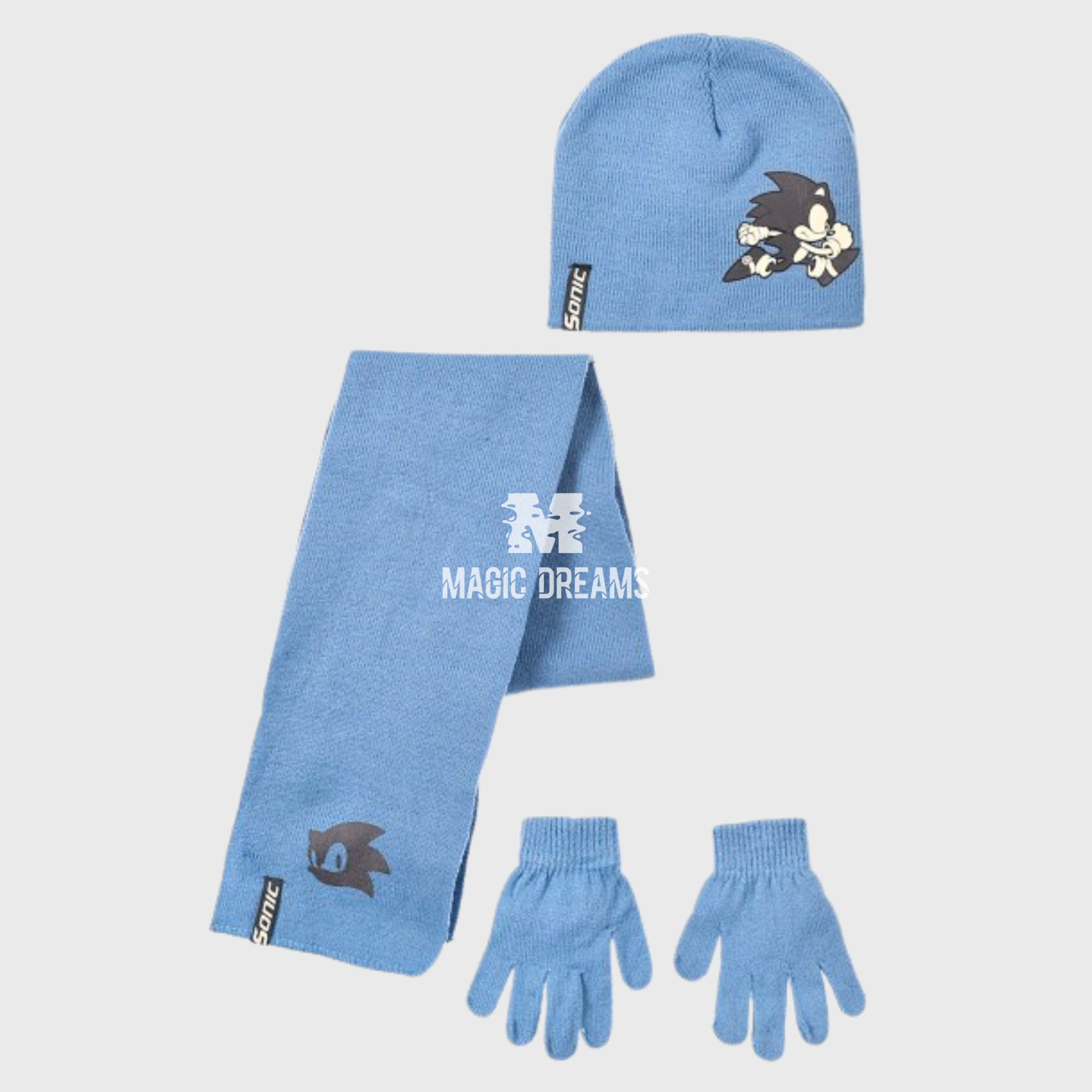 Conjunto de 3 Peças Gorro, Luvas e Cachecol Sonic