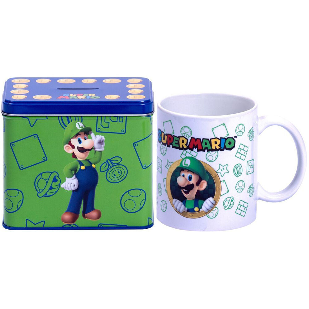 Caneca + Mealheiro Luigi Super Mario Bros Nintendo