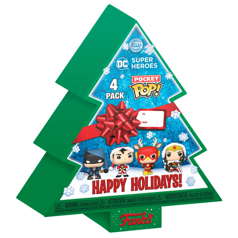 Árvore de Natal com 4 figuras Funko Pocket POP DC Comics Happy Holidays