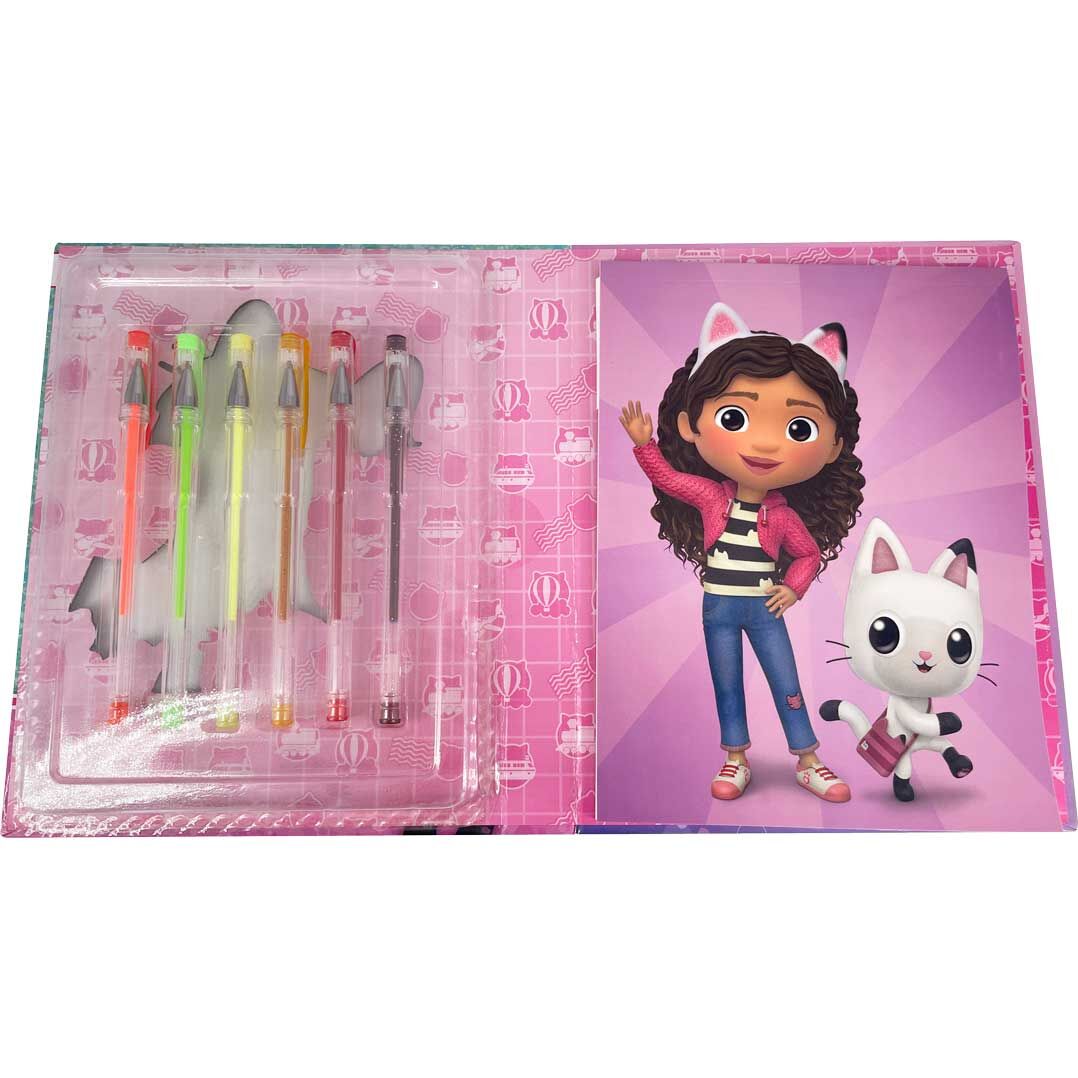 Caderno + 6 Canetas de Gel Gabbys Dollhouse