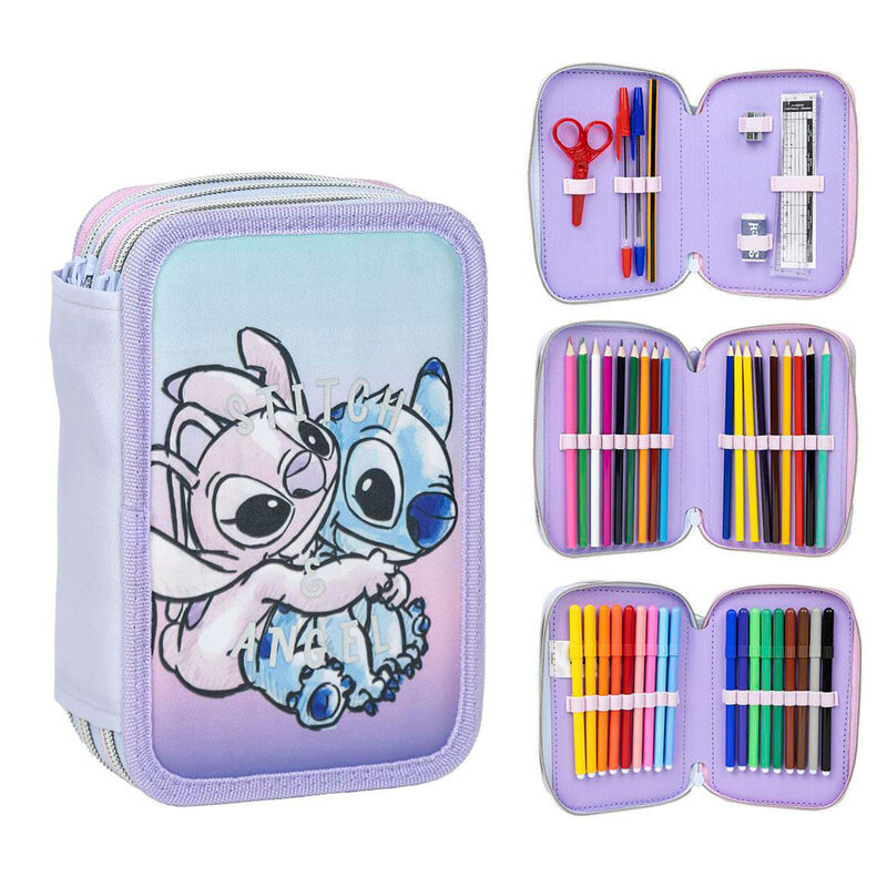 Estojo Stitch Disney Triplo