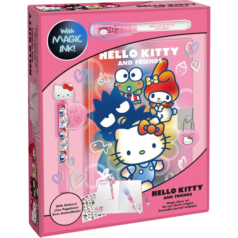 Diário + Caneta mágica + Caneta Topper Hello Kitty