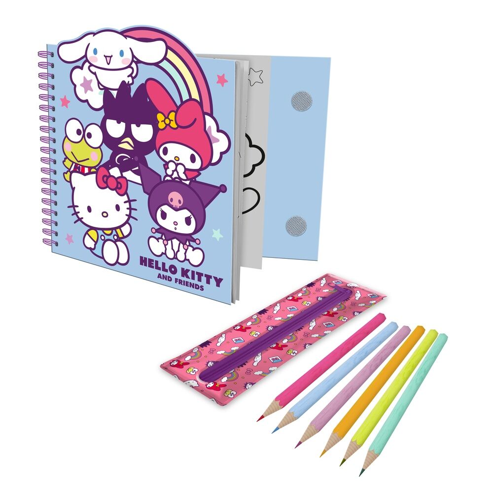 Caderino de ativdades + estojo removível Hello Kitty and Friends