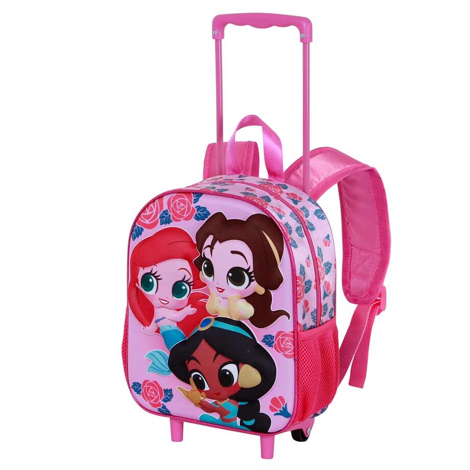 Mochila Pré-Escolar Trolley 3D Flowers Princesas Disney 34cm