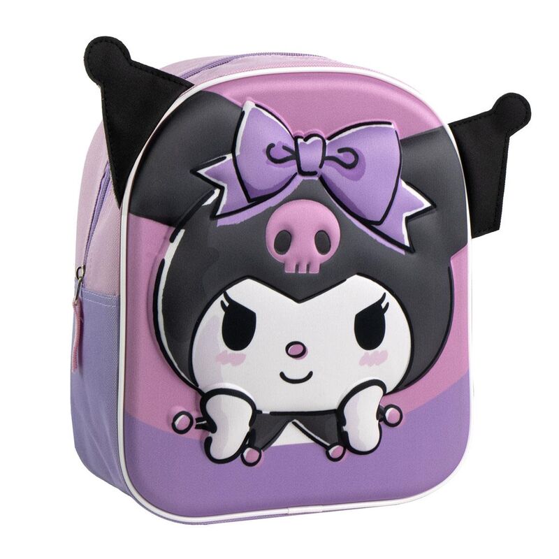 Mochila Pré-Escolar 3D Kuromi Hello Kitty 28cm