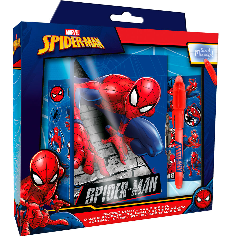 Diário + Caneta Mágica Spiderman Marvel