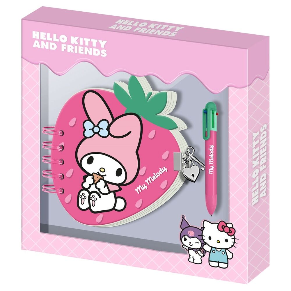 Diário + Caneta Fresa My Melody Hello Kitty and Friends