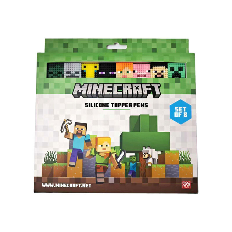 8 Canetas de Ponta Fina Minecraft com Topo de Silicone Minecraft