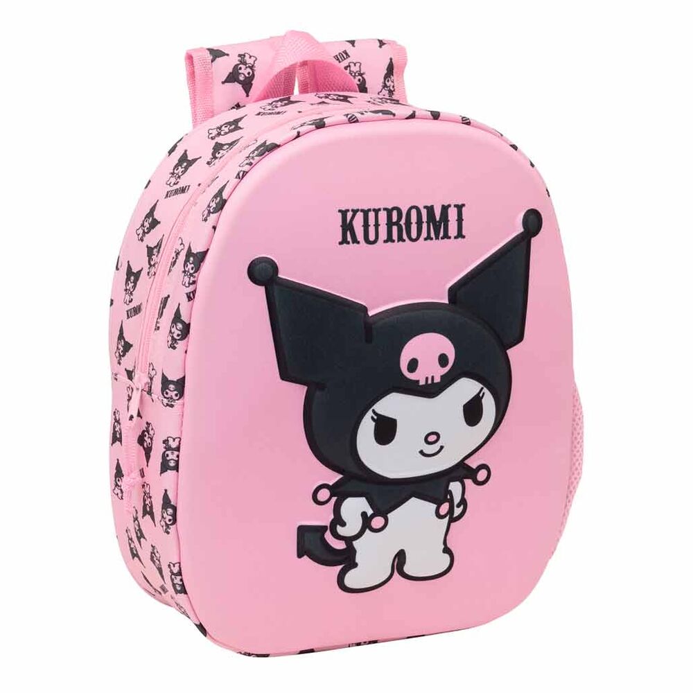 Mochila Pré-Escolar 3D Kuromi Hello Kitty 33cm