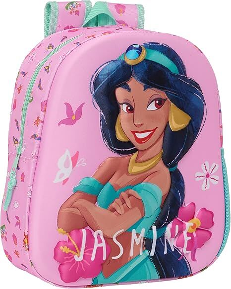 Mochila Pré-Escolar 3D Jasmine Aladdin Disney 33cm
