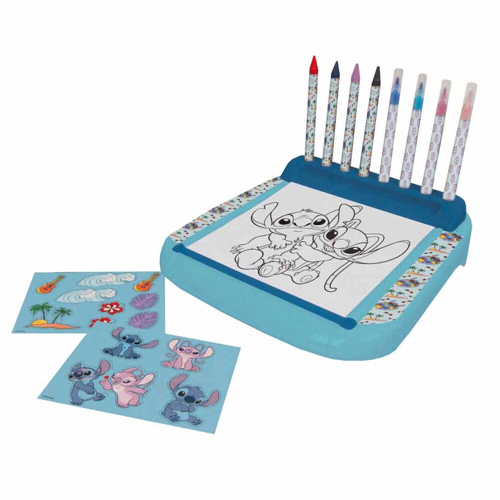 Set de Papelaria Colorir Roll & Go - Disney Stitch (Estação de Colorir + 4 Lápis de Cera + 4 Marcadores + 2 Folhas de Autocolantes)