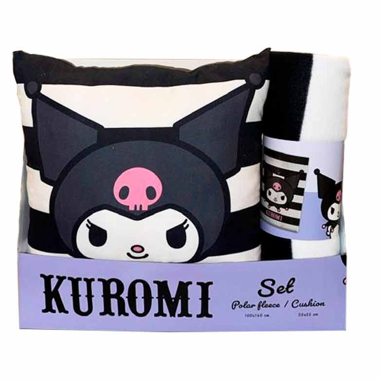 Manta Polar + Almofada Kuromi Hello Kitty