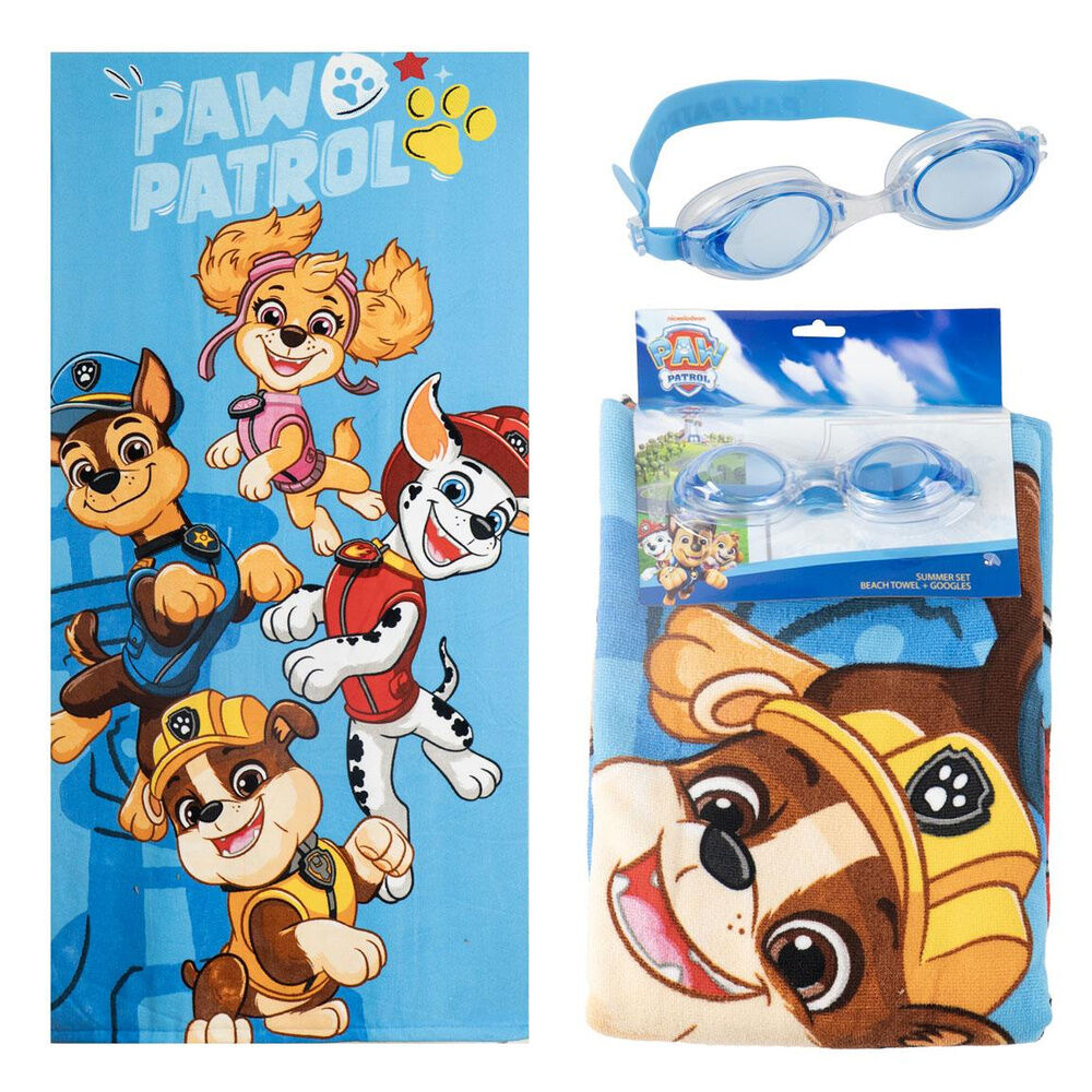 Conjunto Toalha de Praia + Óculos de Natação Patrulha Pata