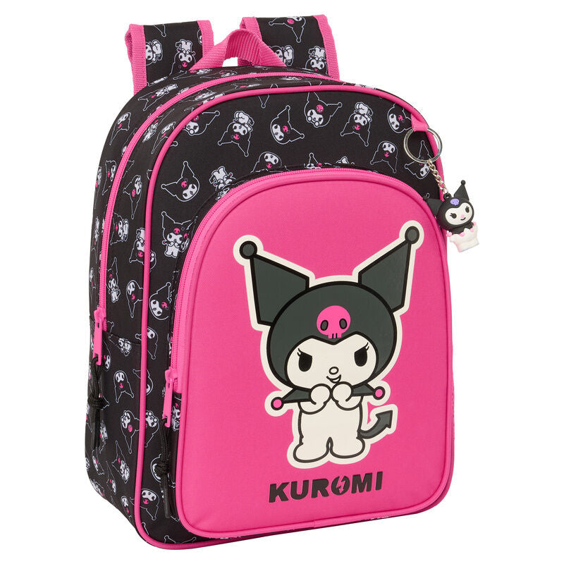 Mochila Escolar Adaptável Kuromi Hello Kitty 34cm